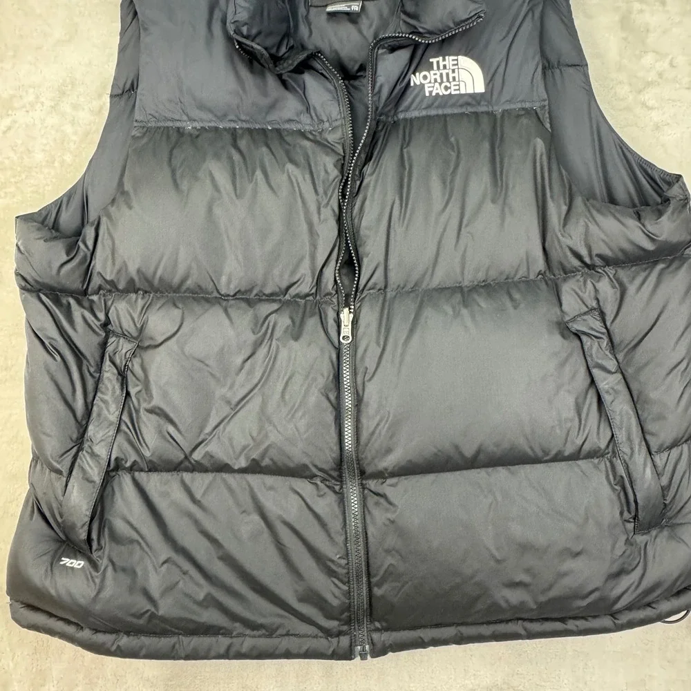 The North Face Vest Men's 2XL Black 700 Down 1996 Nuptse Retro Puffer Full Zip
